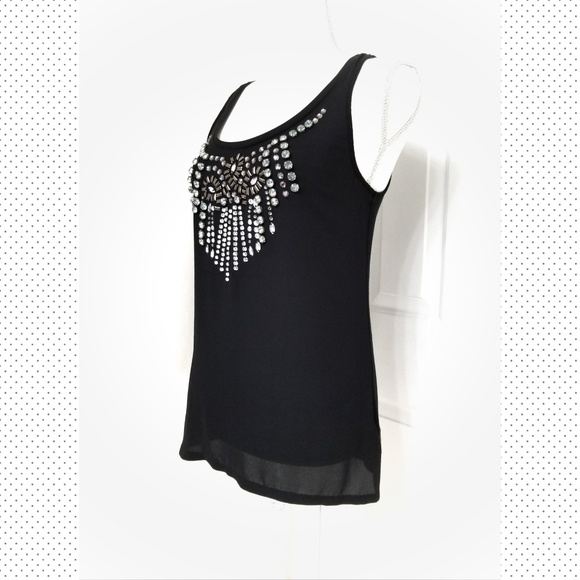 ✅EXPRESS Black embellished tank top S. - Picture 2 of 6